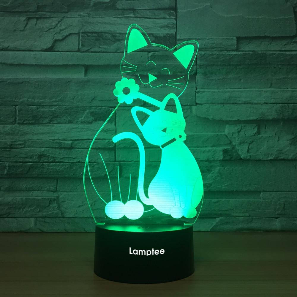 Festival Couple Cats 3D Illusion Lamp Night Light 3DL1173
