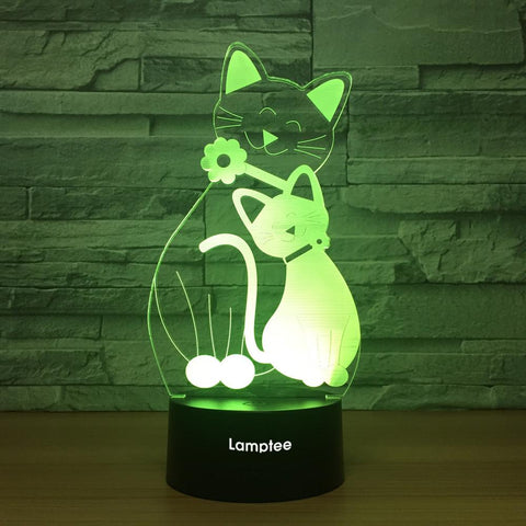 Image of Festival Couple Cats 3D Illusion Lamp Night Light 3DL1173