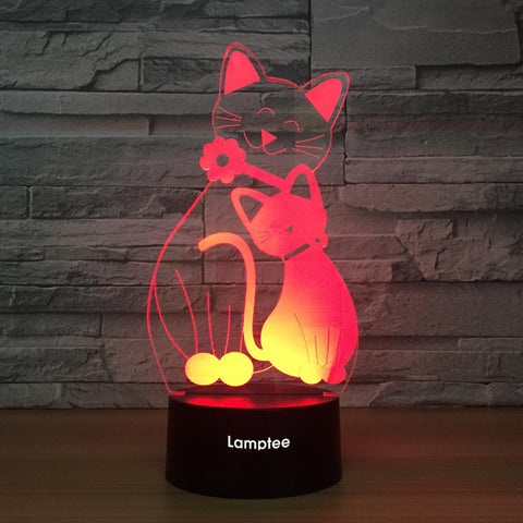 Image of Festival Couple Cats 3D Illusion Lamp Night Light 3DL1173
