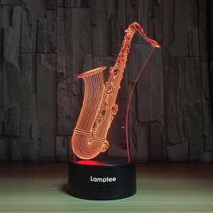 Instrument Saxophone 3D Illusion Lamp Night Light 3DL1202