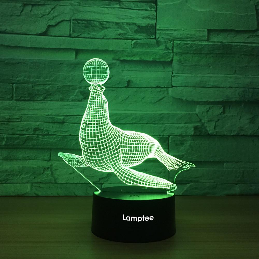 Animal Sea Lions 3D Illusion Lamp Night Light 3DL1208