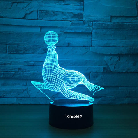 Image of Animal Sea Lions 3D Illusion Lamp Night Light 3DL1208