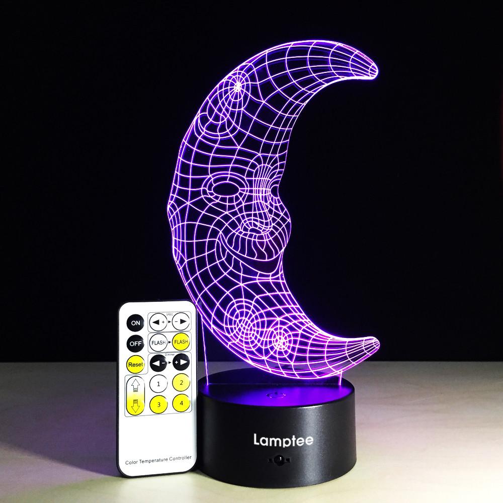Other Crescent Face 3D Illusion Lamp Night Light 3DL121