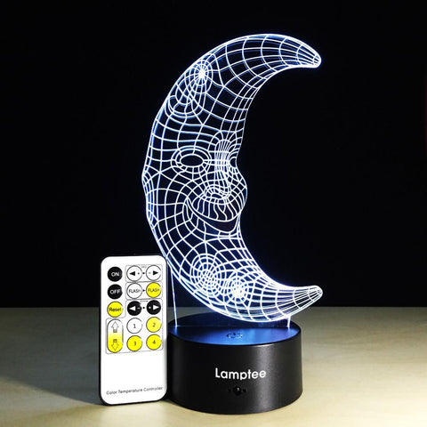 Image of Other Crescent Face 3D Illusion Lamp Night Light 3DL121