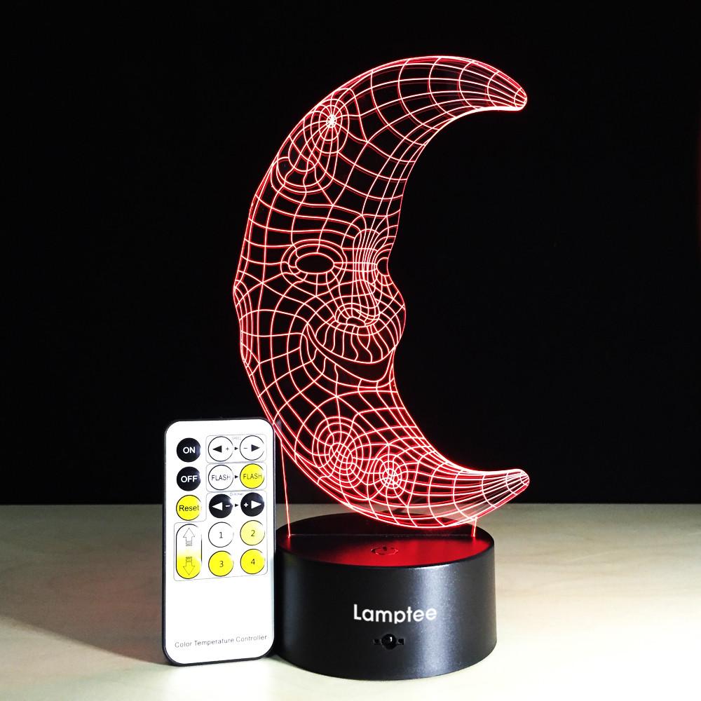 Other Crescent Face 3D Illusion Lamp Night Light 3DL121