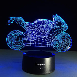 Traffic  Fashion Motorcycle Shaped 3D Illusion Lamp Night Light 3DL122