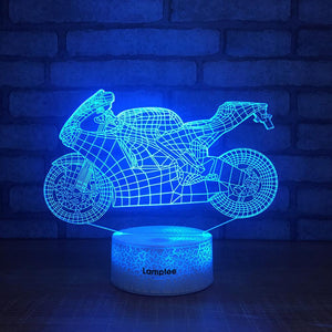 Crack Lighting Base Traffic Fashion Motorcycle Shaped 3D Illusion Lamp Night Light 3DL122