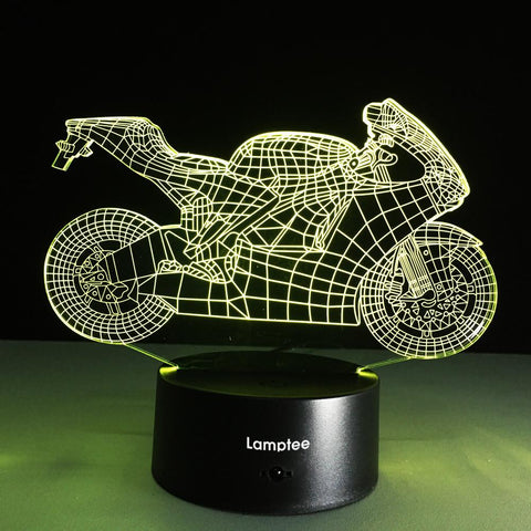 Image of Traffic  Fashion Motorcycle Shaped 3D Illusion Lamp Night Light 3DL122