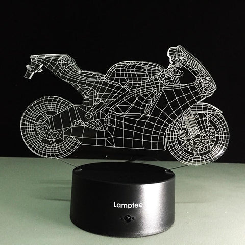 Image of Traffic  Fashion Motorcycle Shaped 3D Illusion Lamp Night Light 3DL122