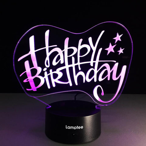 Image of Festival Creative Happy Birthday Word 3D Illusion Lamp Night Light 3DL123