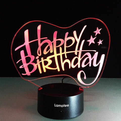 Image of Festival Creative Happy Birthday Word 3D Illusion Lamp Night Light 3DL123