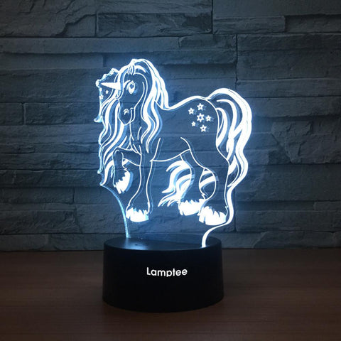 Image of Animal Blue Coloured Pony 3D Illusion Night Light Lamp 3DL1236
