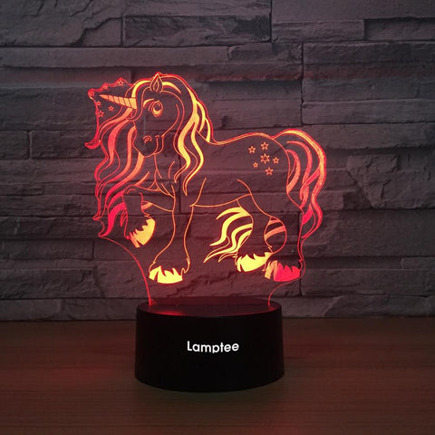 Image of Animal Blue Coloured Pony 3D Illusion Night Light Lamp 3DL1236