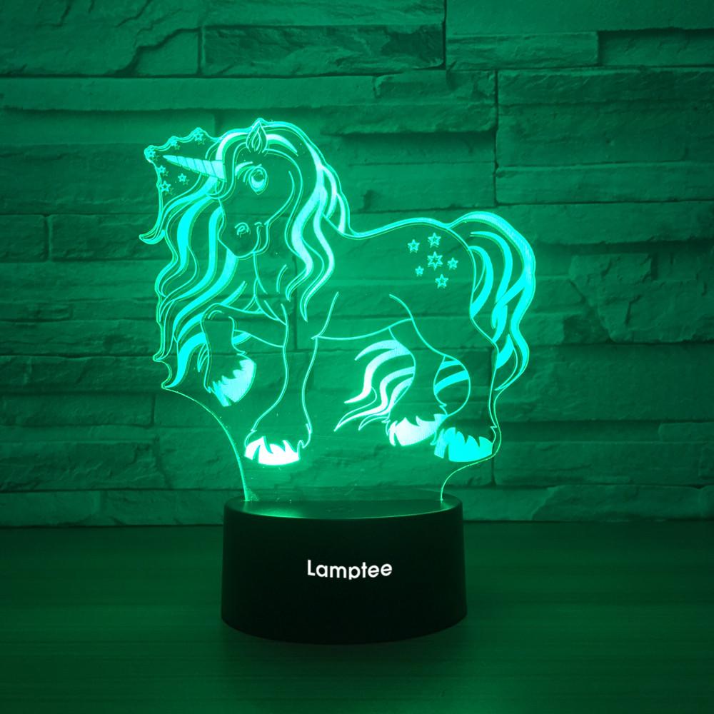 Animal Blue Coloured Pony 3D Illusion Night Light Lamp 3DL1236