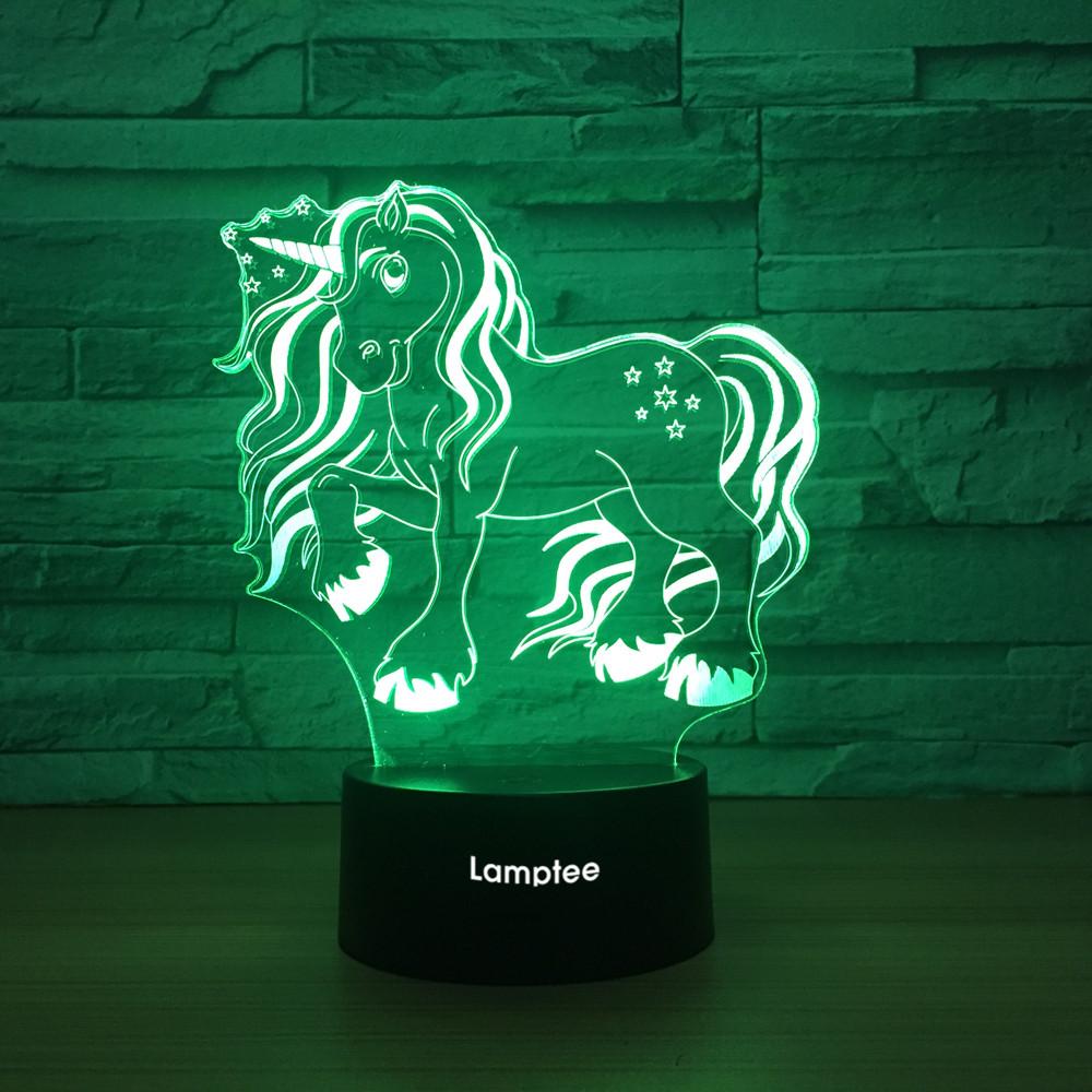 Animal Blue Coloured Pony 3D Illusion Night Light Lamp 3DL1236