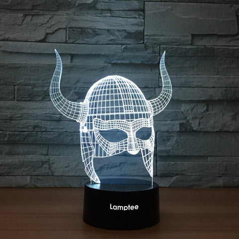Image of Art Warrior Helmet 3D Illusion Lamp Night Light 3DL1243