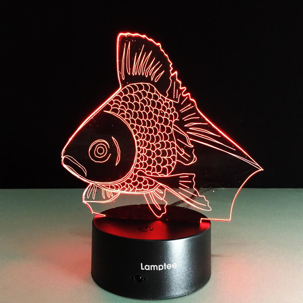 Animal Gold Fish Shape 3D Illusion Lamp Night Light 3DL125