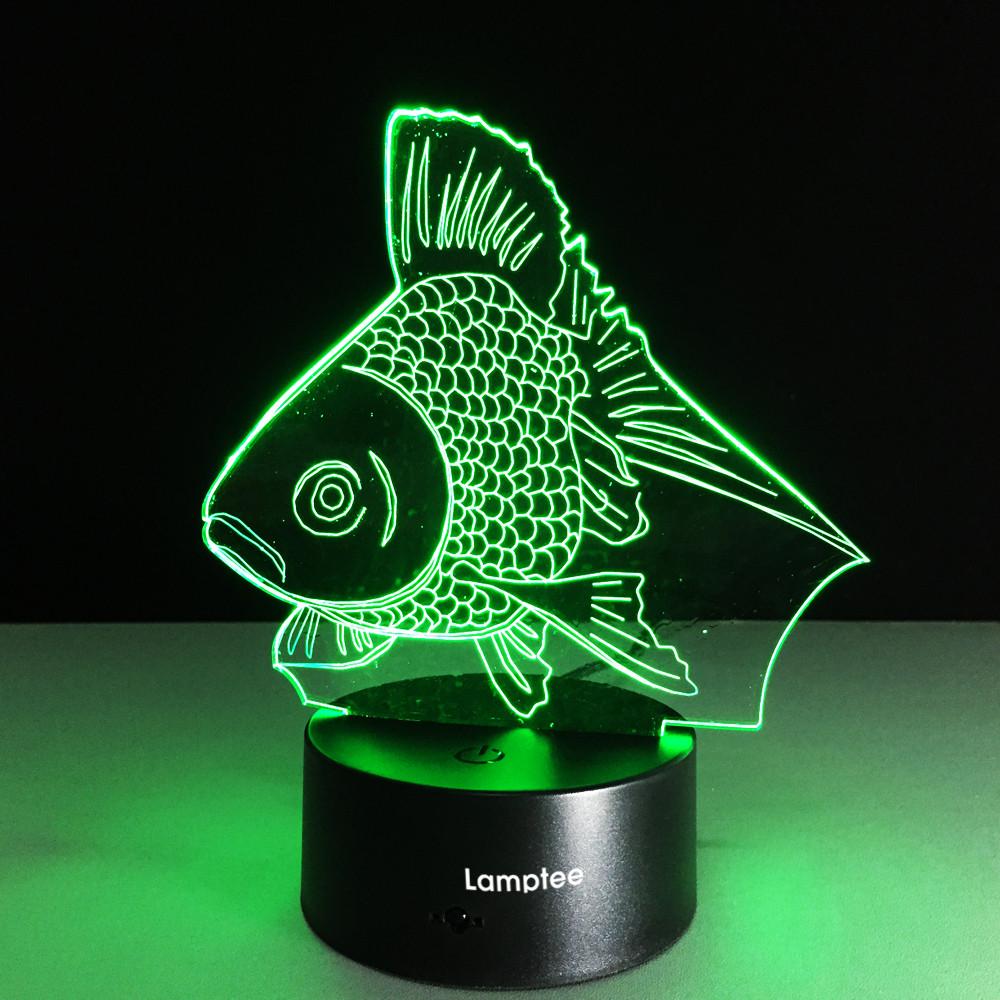 Animal Gold Fish Shape 3D Illusion Lamp Night Light 3DL125