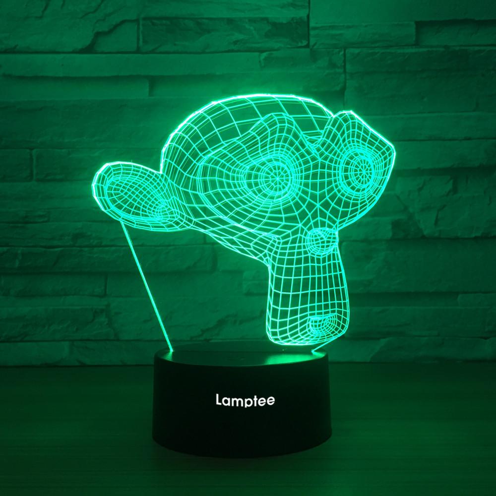 Abstract Monkey Head 3D Illusion Lamp Night Light 3DL1250