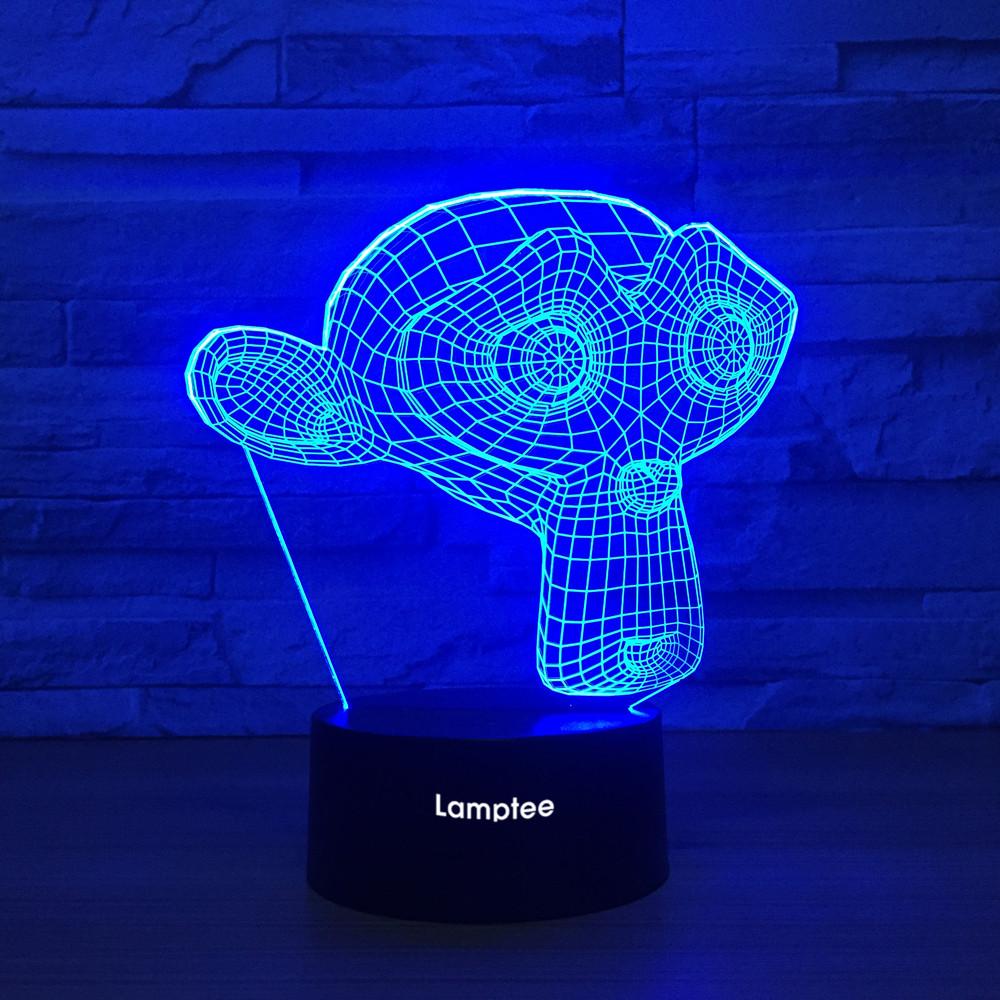 Abstract Monkey Head 3D Illusion Lamp Night Light 3DL1250