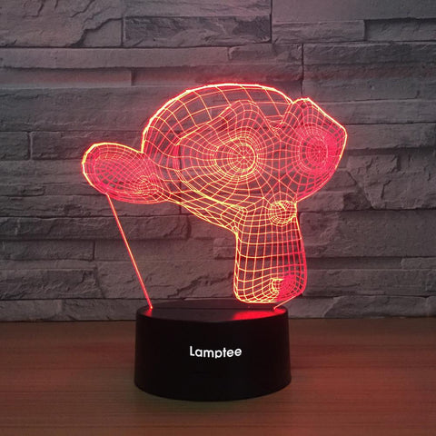 Image of Abstract Monkey Head 3D Illusion Lamp Night Light 3DL1250