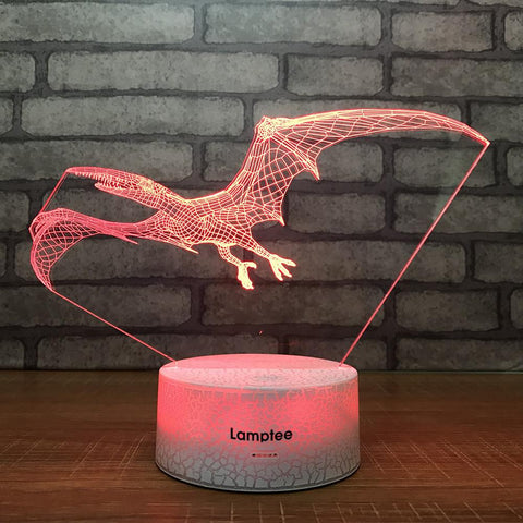 Image of Crack Lighting Base Animal Dinosaur Flying Pterodactyl 3D Illusion Night Light Lamp 3DL1270