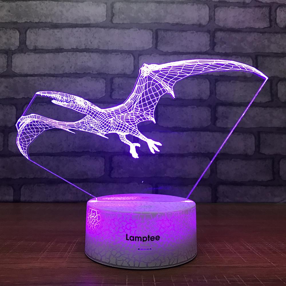 Crack Lighting Base Animal Dinosaur Flying Pterodactyl 3D Illusion Night Light Lamp 3DL1270