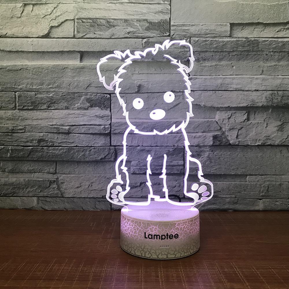 Crack Lighting Base Animal Cute Puppy 3D Illusion Lamp Night Light 3DL1273