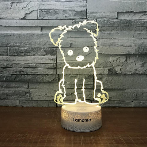 Image of Crack Lighting Base Animal Cute Puppy 3D Illusion Lamp Night Light 3DL1273