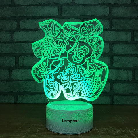 Image of Crack Lighting Base Other Chinese Fu Happiness 3D Illusion Lamp Night Light 3DL1282