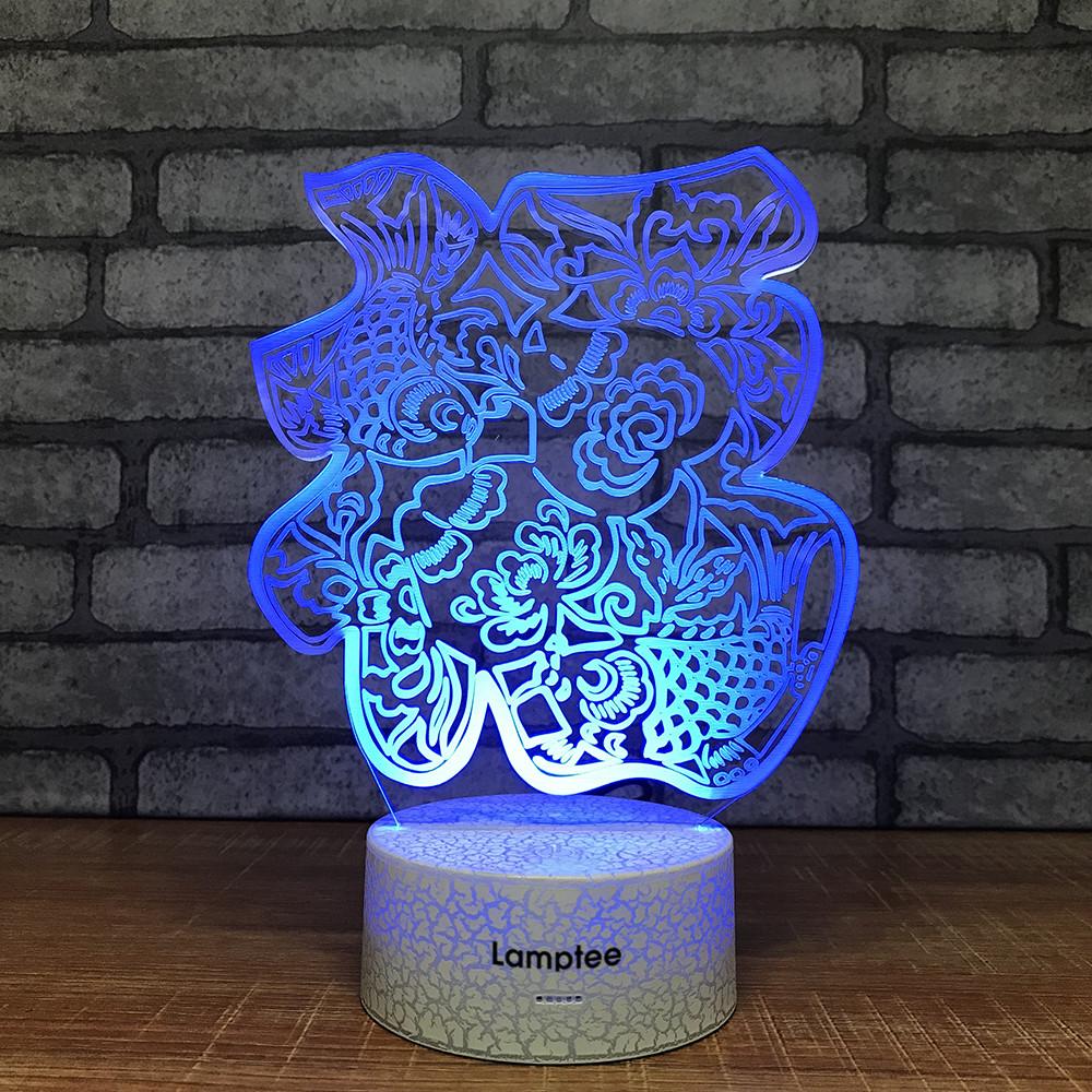 Crack Lighting Base Other Chinese Fu Happiness 3D Illusion Lamp Night Light 3DL1282