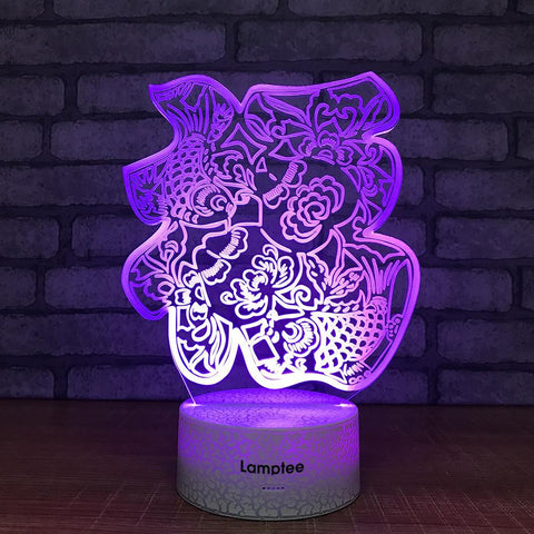 Image of Crack Lighting Base Other Chinese Fu Happiness 3D Illusion Lamp Night Light 3DL1282