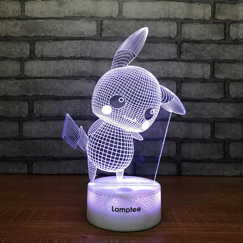 Image of Crack Lighting Base Anime Pokemon Pikachu 3D Illusion Lamp Night Light 3DL1288