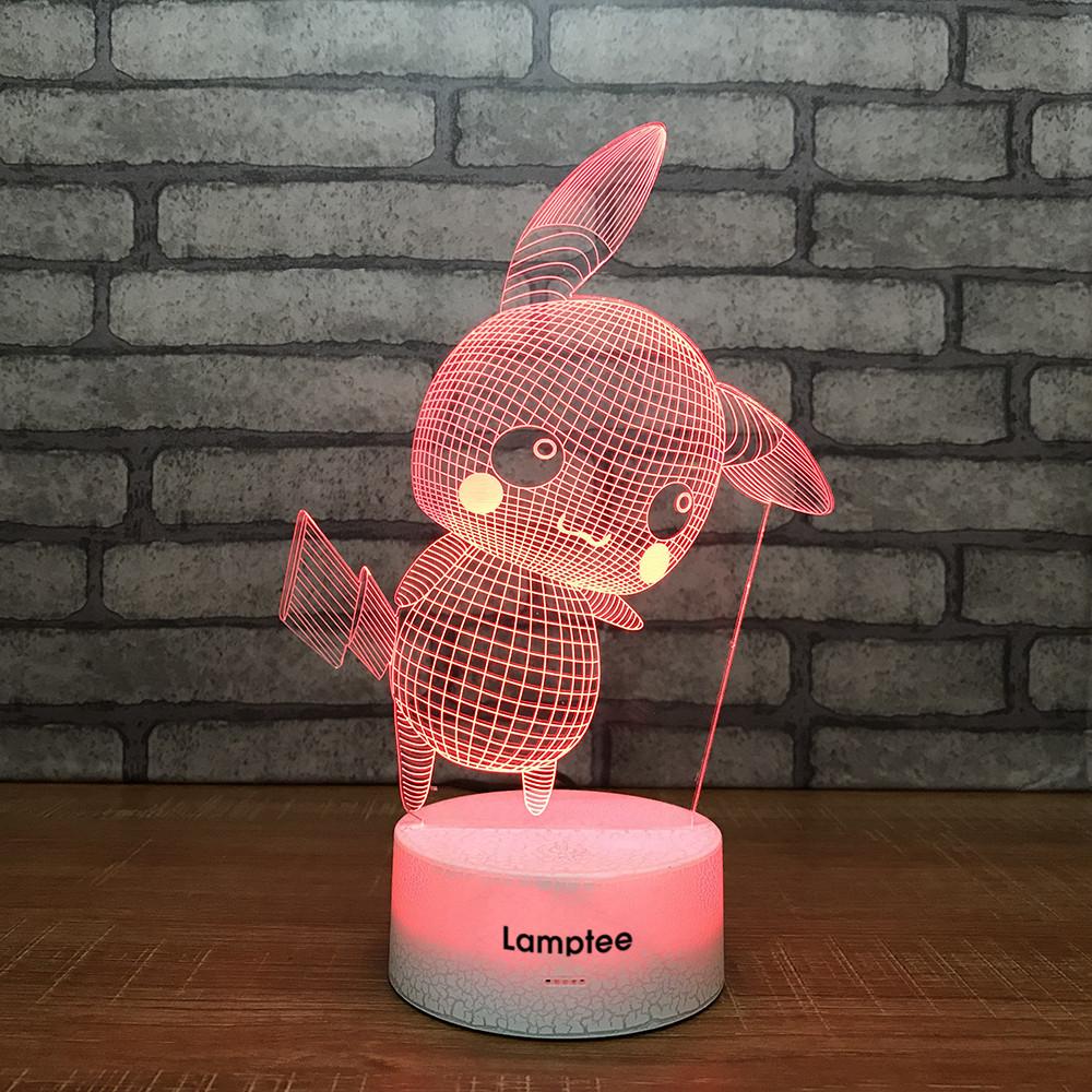 Crack Lighting Base Anime Pokemon Pikachu 3D Illusion Lamp Night Light 3DL1288