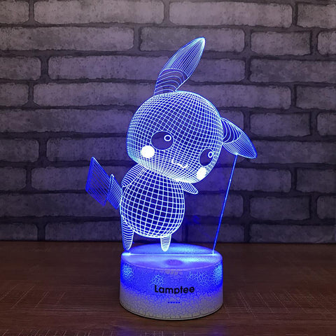 Image of Crack Lighting Base Anime Pokemon Pikachu 3D Illusion Lamp Night Light 3DL1288