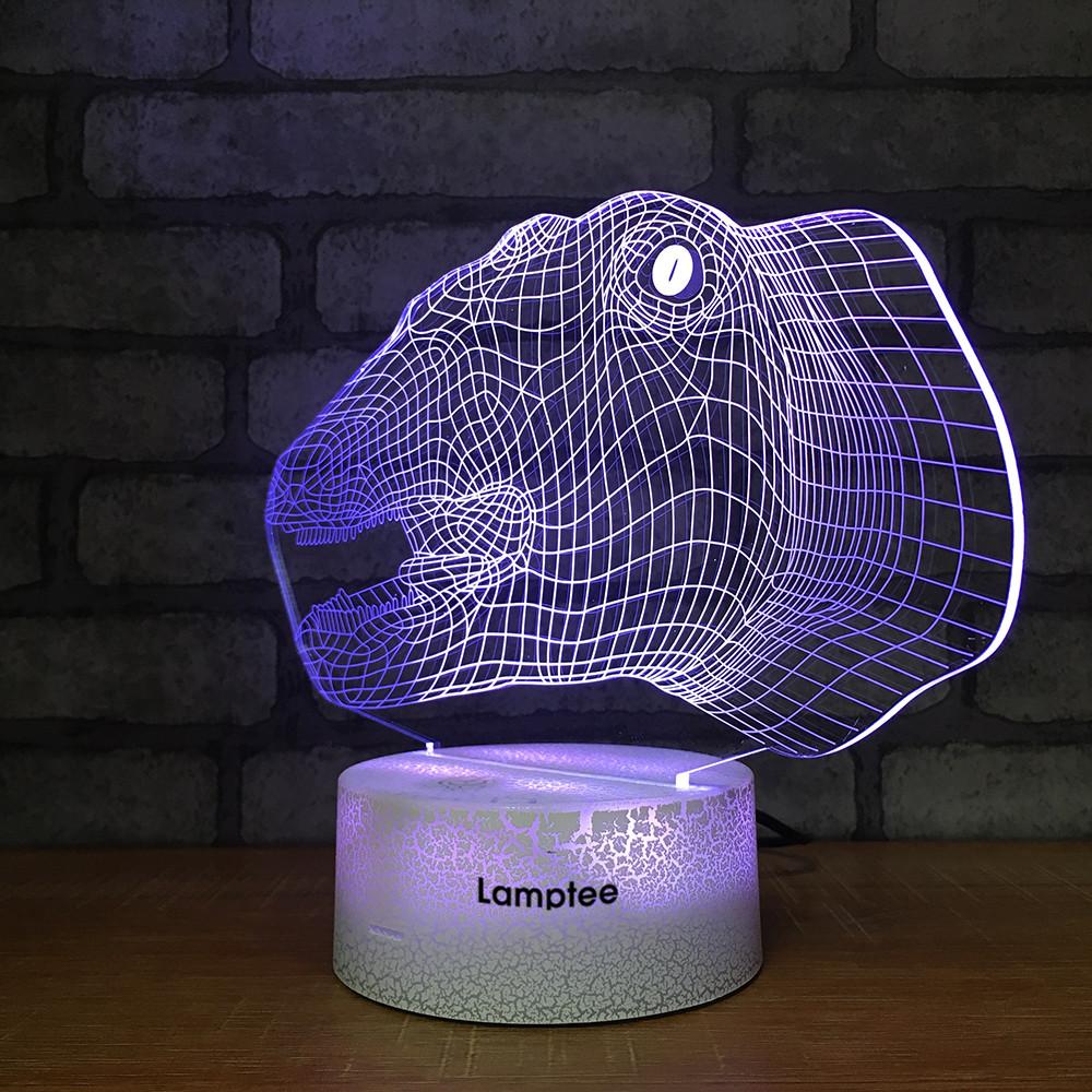 Crack Lighting Base Animal Dinosaur Head 3D Illusion Lamp Night Light 3DL1290