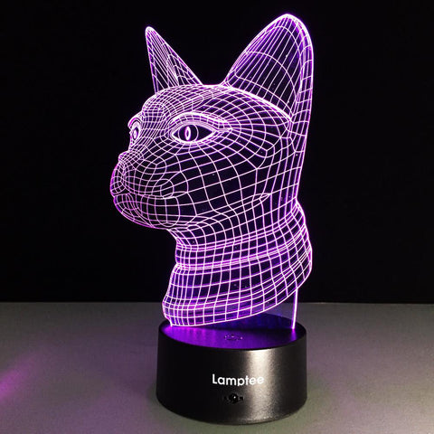 Image of Animal Dog Head Shaped 3D Illusion Night Light Lamp 3DL132