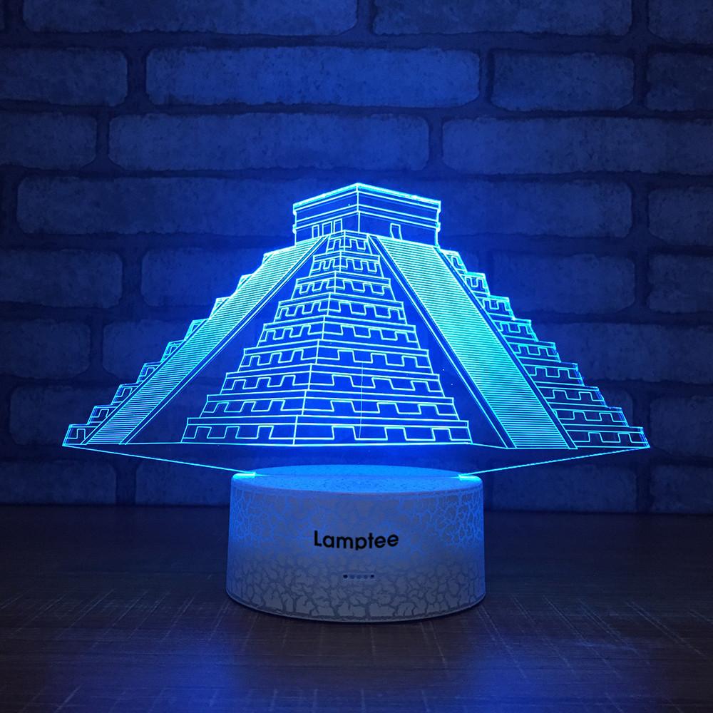 Crack Lighting Base Building Maya Pyramid 3D Illusion Lamp Night Light 3DL1411