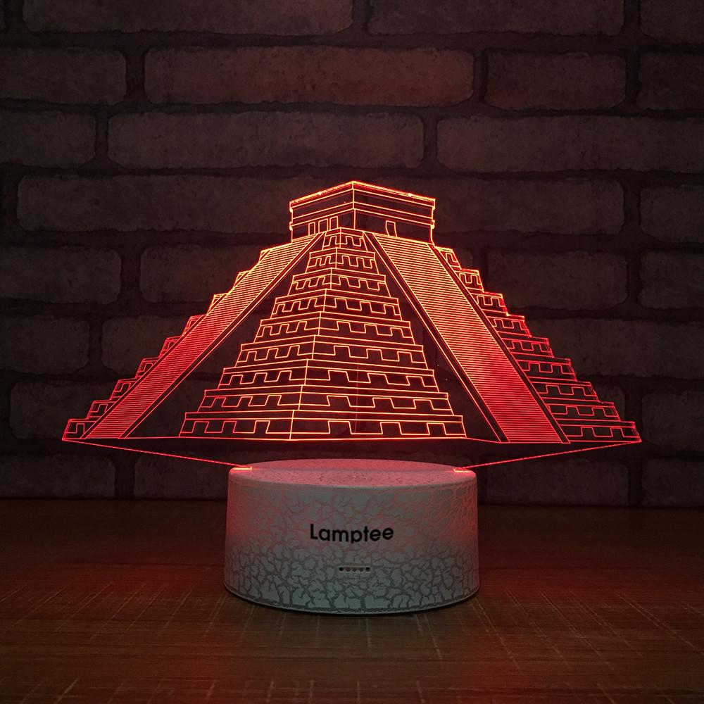 Crack Lighting Base Building Maya Pyramid 3D Illusion Lamp Night Light 3DL1411