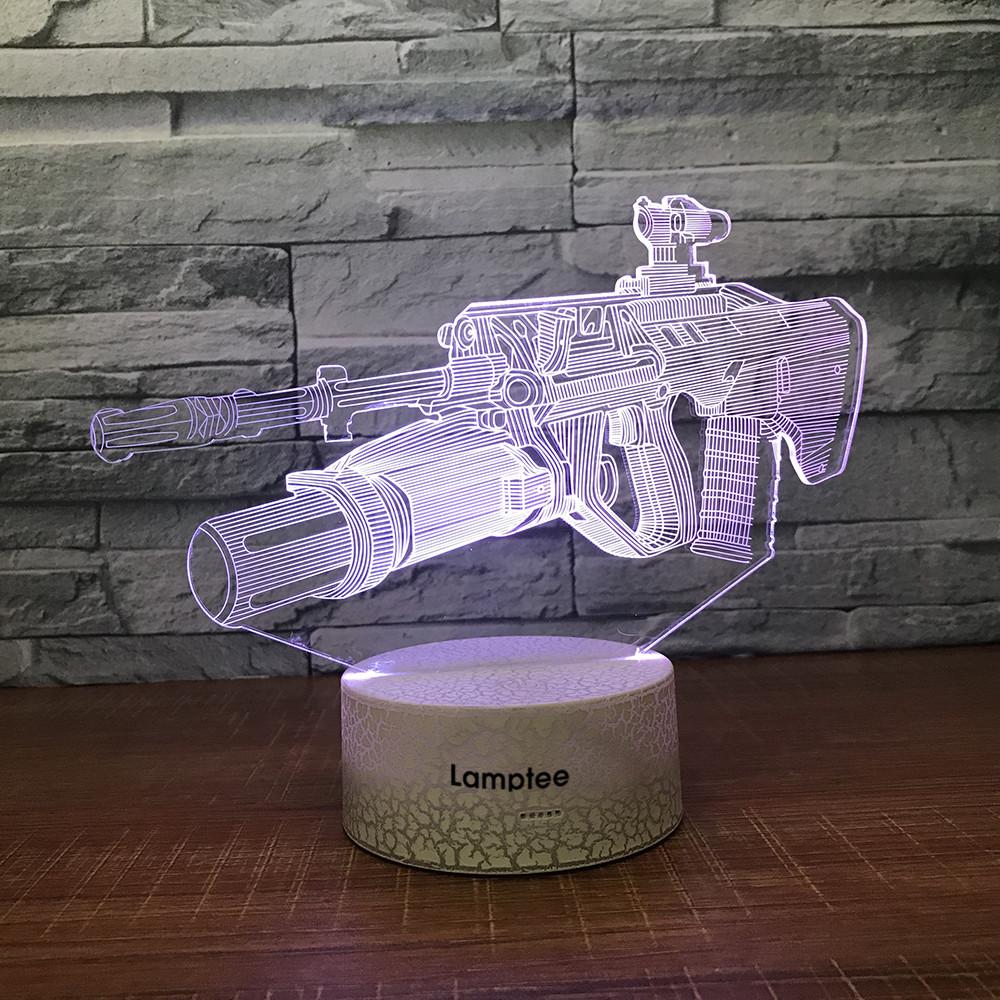 Crack Lighting Base Sport Heavy Machine Gun 3D Illusion Lamp Night Light 3DL1425