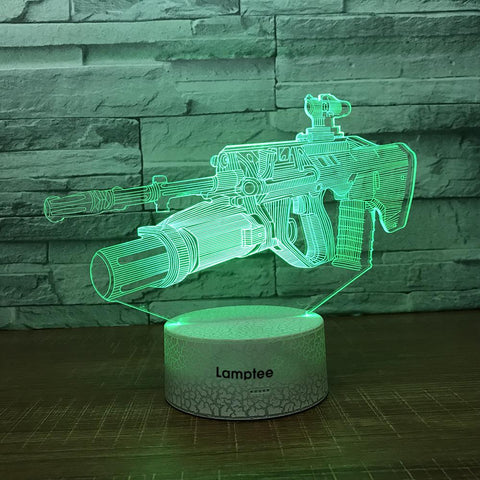 Image of Crack Lighting Base Sport Heavy Machine Gun 3D Illusion Lamp Night Light 3DL1425