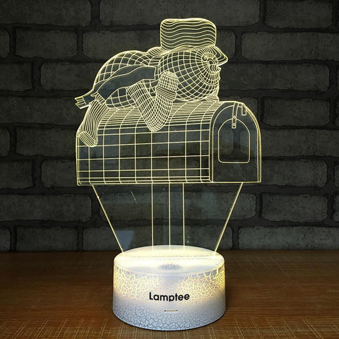 Image of Crack Lighting Base Other Cartoon Turtle on the Postbox 3D Illusion Night Light Lamp 3DL1441