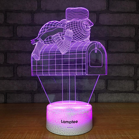 Image of Crack Lighting Base Other Cartoon Turtle on the Postbox 3D Illusion Night Light Lamp 3DL1441