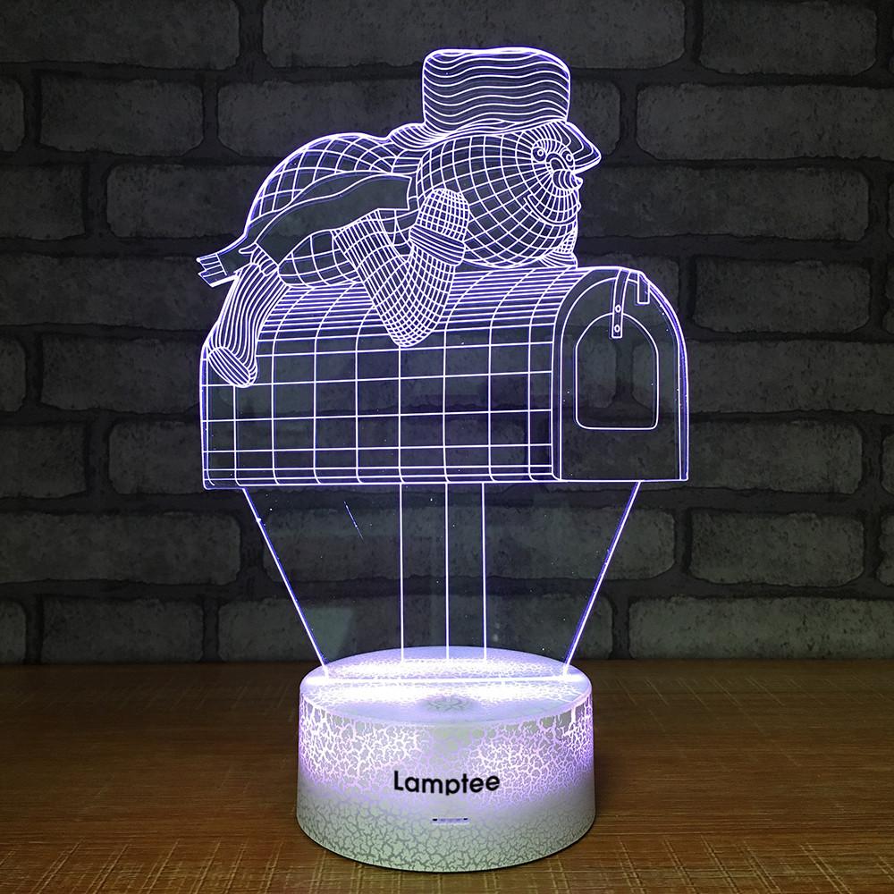 Crack Lighting Base Other Cartoon Turtle on the Postbox 3D Illusion Night Light Lamp 3DL1441