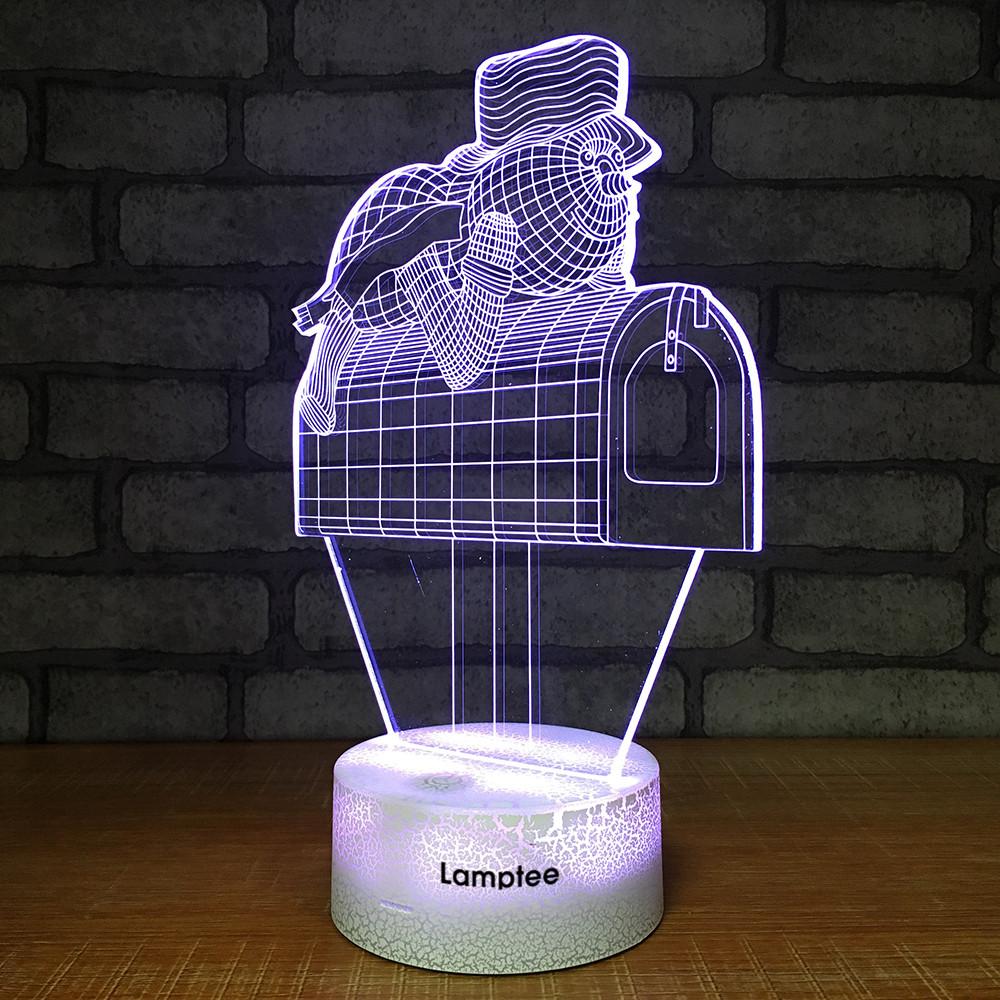 Crack Lighting Base Other Cartoon Turtle on the Postbox 3D Illusion Night Light Lamp 3DL1441