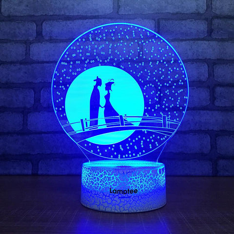 Image of Crack Lighting Base Festival Chinese Valentine's Day Lover 3D Illusion Lamp Night Light 3DL1445