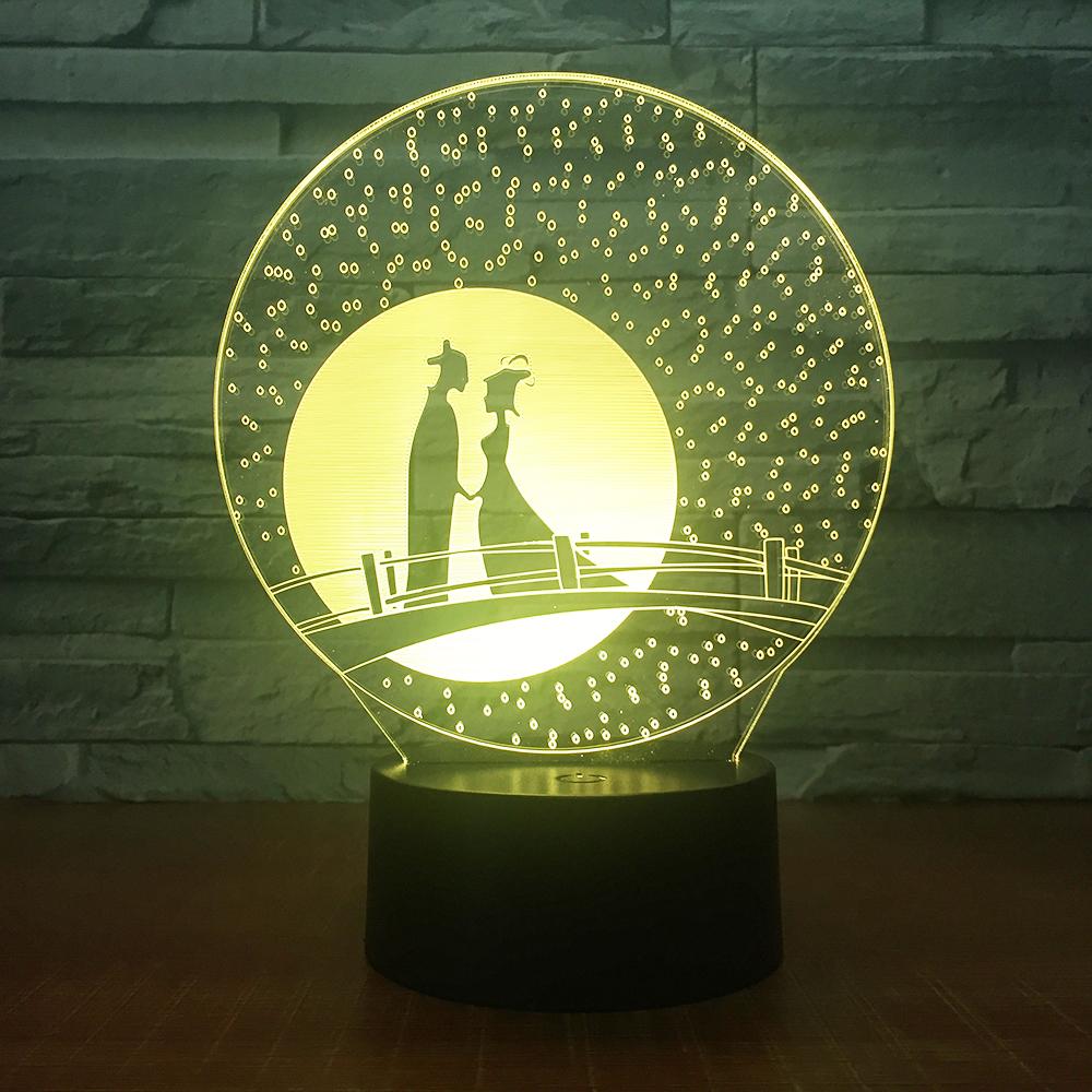 Festival Chinese Valentine's Day Lover 3D Illusion Lamp Night Light 3DL1445