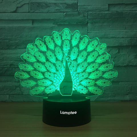 Image of Animal Peacock Beautiful 3D Illusion Lamp Night Light 3DL1446