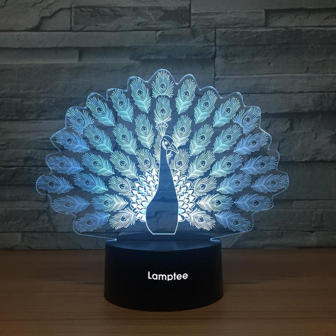Image of Animal Peacock Beautiful 3D Illusion Lamp Night Light 3DL1446