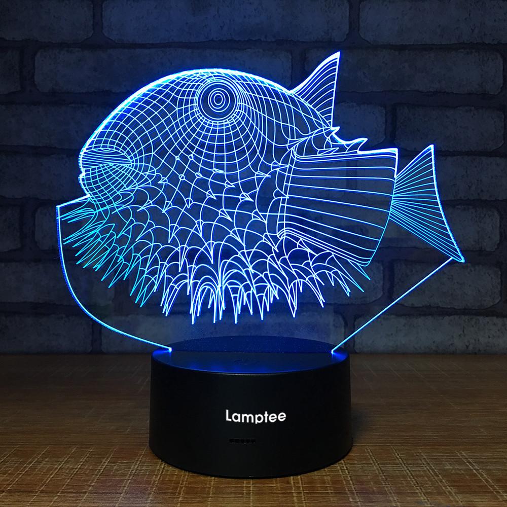 Animal Puffer fish 3D Illusion Lamp Night Light 3DL1457